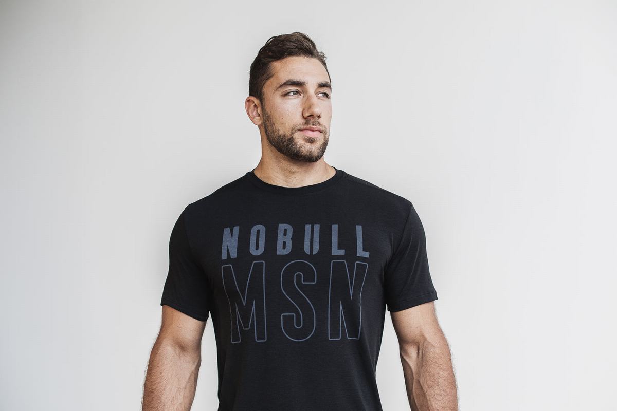 Nobull (Madison) Men\'s T Shirts Black | Australia (WC0682)